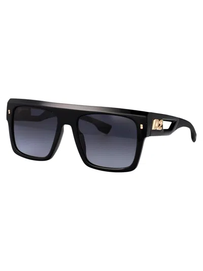 Dsquared2 Black Polyamide Inj-gril. Sunglasses In Black