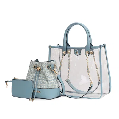 Mkf Collection By Mia K Diva Pvc Tote Bag With Tweed Bucket Bag And Small Pouch Purse By Mia K