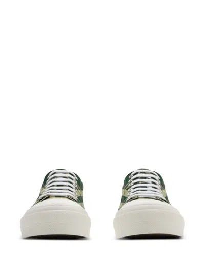 Burberry Check Nylon Blend Sneakers In Green