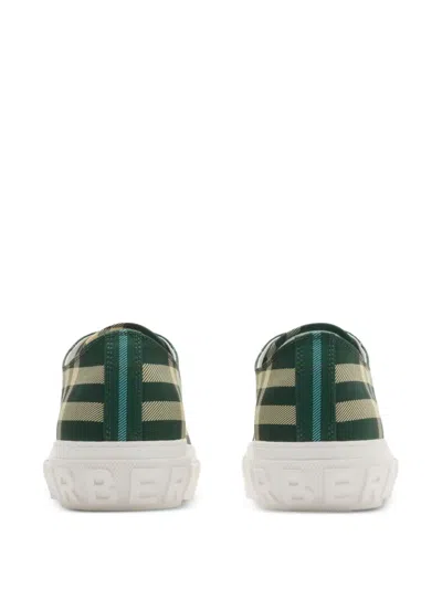 Burberry Check Nylon Blend Sneakers In Green