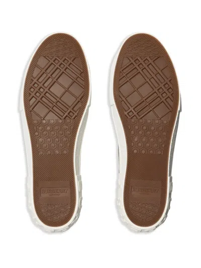 Burberry Check Nylon Blend Sneakers In Green