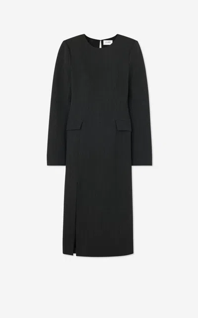 St John Long Sleeve Pinstripe Dress In Shad