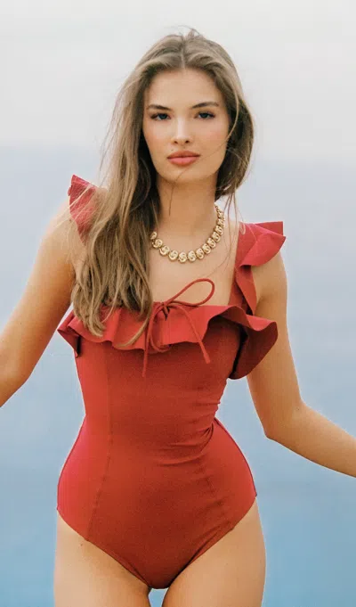 Visual Mood Erika Ruffle One Piece Swimsuit