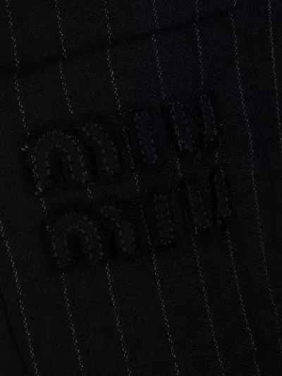 Miu Miu Jackets With Front Pocket And Pinstripe Pattern In Black