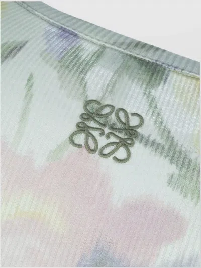 Loewe Ribbed Floral-print Silk-blend Midi Dress In Green