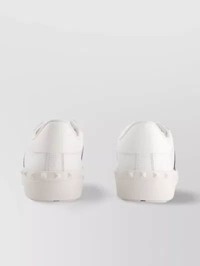 Valentino Garavani Open Leather Sneakers With Contrast Band And Stud Details Shoes In White