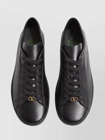 Valentino Royco Nappa Leather Sneakers In Black