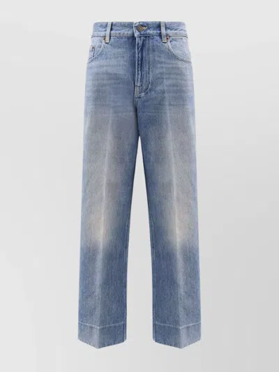 Valentino Checkered Detail Denim Trousers