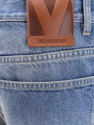 Valentino Checkered Detail Denim Trousers