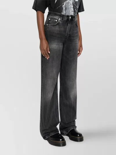 Haikure 'korea' Grey Jeans With Faded Effect And Logo Patch On The Back In Cotton Woman In Black