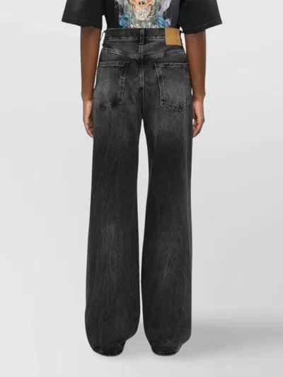 Haikure 'korea' Grey Jeans With Faded Effect And Logo Patch On The Back In Cotton Woman In Black