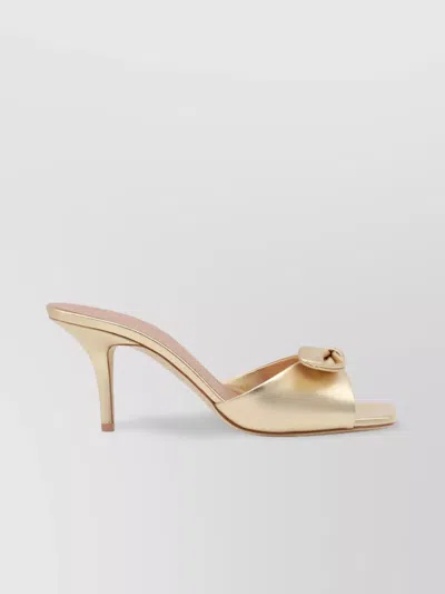 Malone Souliers Bow Detail Kitten Heel Mules In Gold