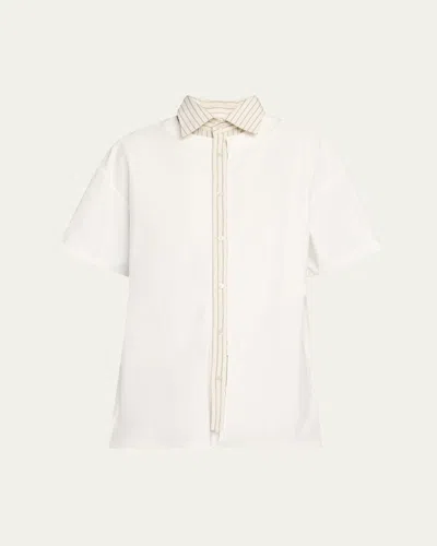 Maison Margiela Inverted Design Cotton Shirt In White