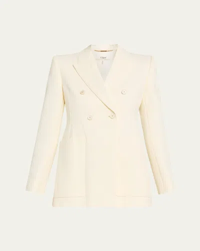 Chloé Tailored Jacket In Cotton-mix Jacquard In White