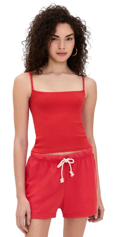 Perfectwhitetee Lucile Ribbed Skinny Tank Poppy In Red