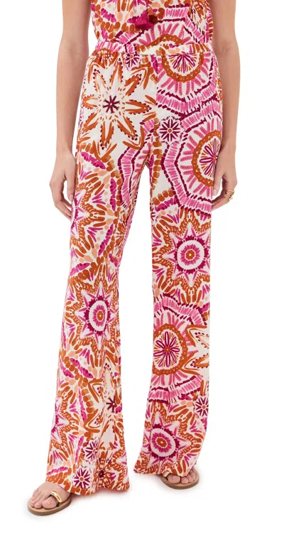 Figue Devon Straight Pant In Sunburst Medallion Azalea Pink