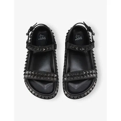 Christian Louboutin Pyrabizz Waxed Leather Sandal In Black