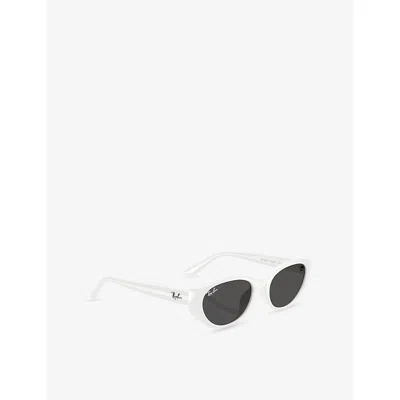 Ray Ban Womens White Rb4457d Pillow-shape Injected Sunglasses In Weiss