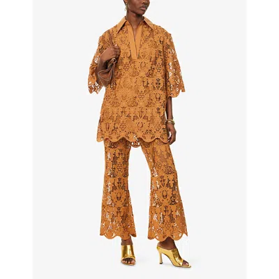 Zimmermann Orange Lace Coco Pant