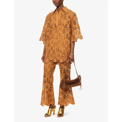 Zimmermann Coco Lace Tunic Top In Biscuit In Brown