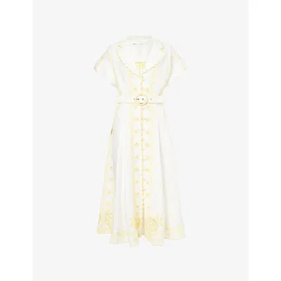 Zimmermann Lucky Embroidered Midi Dress - Women's - Cotton/linen/flax/polyester/recycled Polyesterelastane In White
