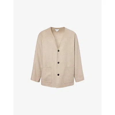 Bottega Veneta Light Double Wool And Cashmere Coat In Neutral