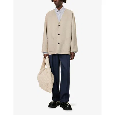 Bottega Veneta Light Double Wool And Cashmere Coat In Neutral