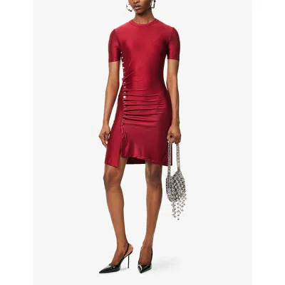 Rabanne Red Draped Jersey Minidress In Red