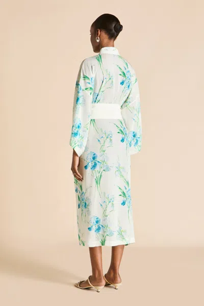 Olivia Von Halle Amaya Samphire Ivory Floral Robe In Silk-chiffon In White