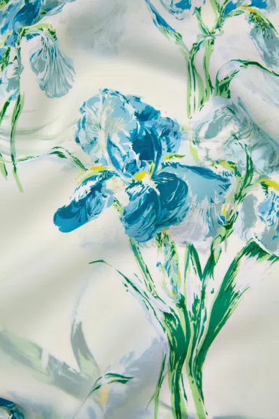 Olivia Von Halle Amaya Samphire Ivory Floral Robe In Silk-chiffon In White