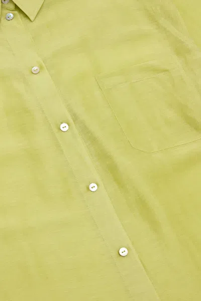 Olivia Von Halle Womens Phoebe Celery Silk-linen Shirt Dress In Green