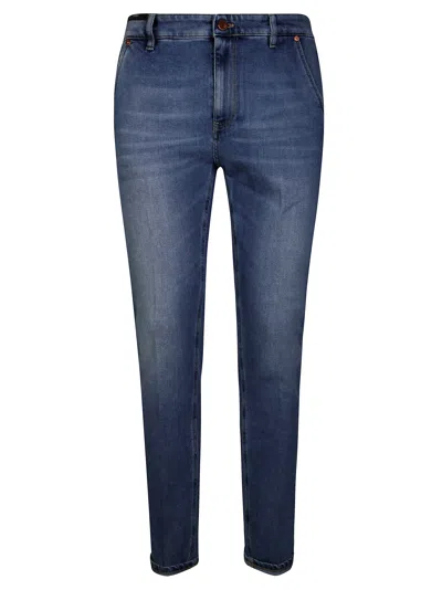 Pt05 Slim Fit Five-pocket Denim Jeans In Dark Wash In Blue