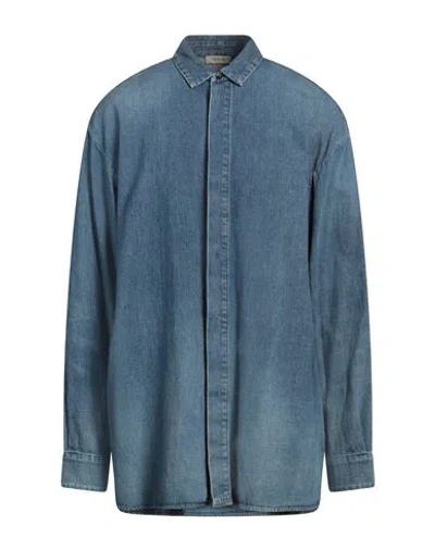 Fear Of God Blue Vented Denim Shirt In Medium Indigo