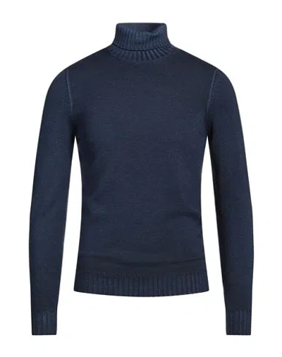 Moorer Dark Blue Sweater With A High Elegant Collar