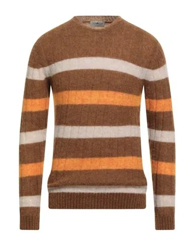 Irish Crone Man Sweater Brown Size L Alpaca Wool, Polyamide, Wool