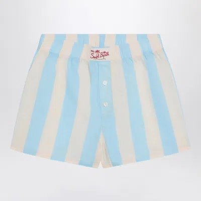 Mc2 Saint Barth Blue/white Striped Boxy Jr Shorts