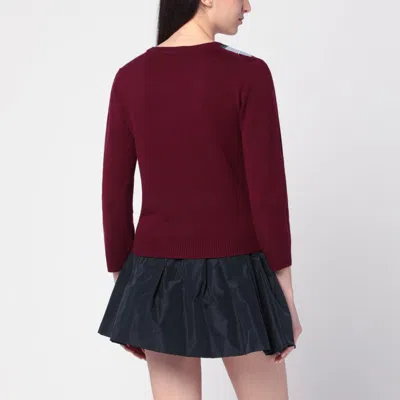 Ganni Womens Tawny Port Rhombus-print Round-neck Wool And Cashmere Cardigan Xl