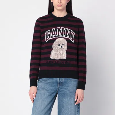Ganni Graphic Wool Mix Poodle Stripe Sweaters And Cardigans Multicolor In Multi