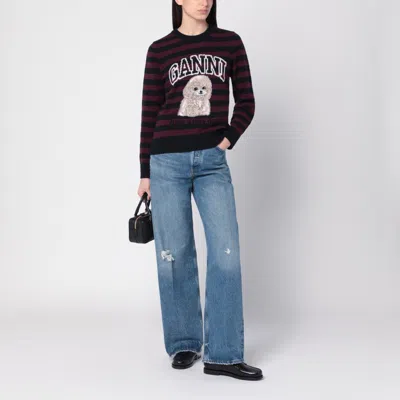 Ganni Graphic Wool Mix Poodle Stripe Sweaters And Cardigans Multicolor In Multi