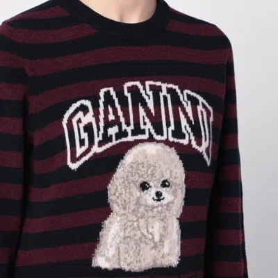 Ganni Graphic Wool Mix Poodle Stripe Sweaters And Cardigans Multicolor In Multi