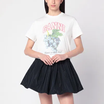 Ganni Grape Print Crew Neck Short Sleeve Top