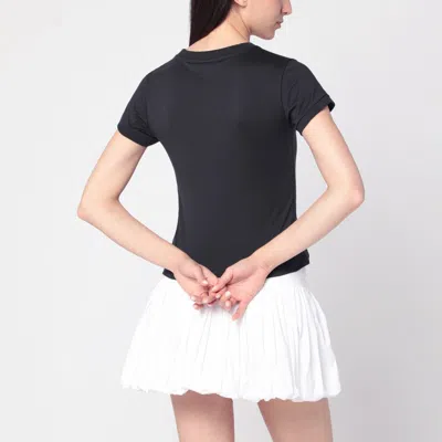 Ganni Women Black T-shirt With Round Neck And Maxi Logo On The Front In Cotton Woman In Blue