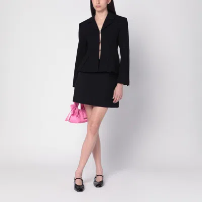 Ganni Black Jacket In Crêpe