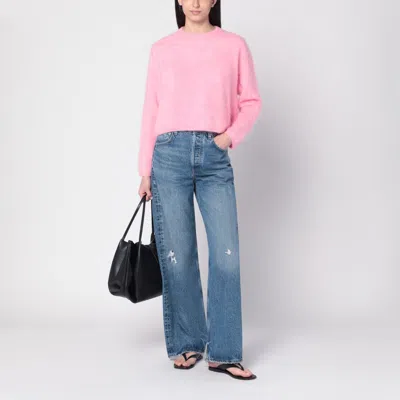 Soft Goat Womens Pink Relaxed-fit Ribbed-trim Cashmere-knit Jumper