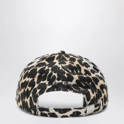 Ganni Leopard Print Canvas Baseball Cap