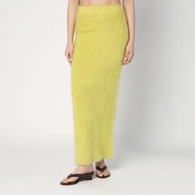 Soft Goat Womens Regular-fit Brushed Cashmere-knit Midi Skirt Lime Xs