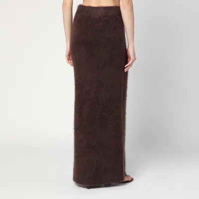Soft Goat Long Mocha-coloured Brushed Cashmere Skirt