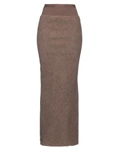 Rick Owens Woman Maxi Skirt Light Brown Size 6 Virgin Wool