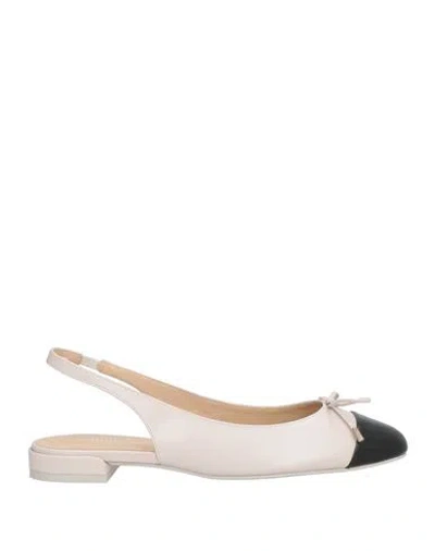 Stuart Weitzman Grey Slingback Ballet Shoes With Cap Toe And Bow Detail