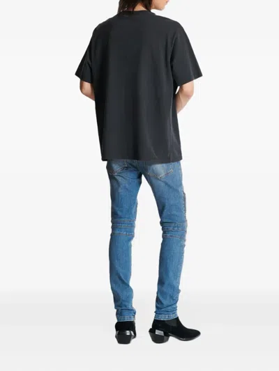 Balmain Black Cotton T-shirt In Gray